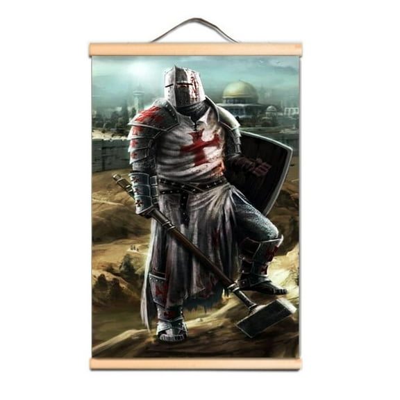 Upgrade Your Room & Studio Decor with Knights Templar Wall Art Poster & Medieval Crusader Warrior Poster Canvas Scroll Painting 1,Multicolor,11.8X17.7 inches
