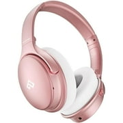 Upgrade Rose Gold Active Noise Cancelling Headphones with Microphone Wireless Over Ear Bluetooth, Deep Bass, Memory Foam Ear Cups, Quick Charge 90H Playtime, for TV, Travel, Home Office