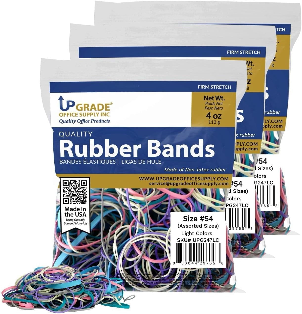 Upgrade Rubber Bands, Assorted Sizes & Light Colors, Non-Latex, 1/4 lb ...