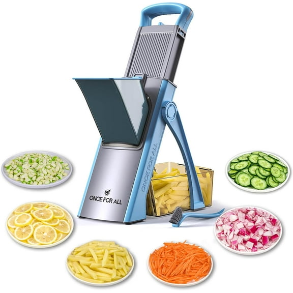 Upgrade Safe Mandoline Slicer Plus, Biger Size, Adjustable Vegetable Food Chopper Potato Fries Cutter, Detachable Blade, Kitchen Chopping Artifact, Gift (SkyBlue)