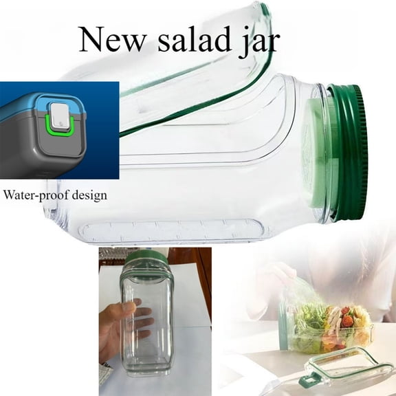Upgrade Salad Pod Mason Jar Salad Container Side Open with Leakproof Dressing Compartment, Vertical Layering Salad Jars Reusable & Portable Lunch Containers for Office, Picnic & Travel,1pc