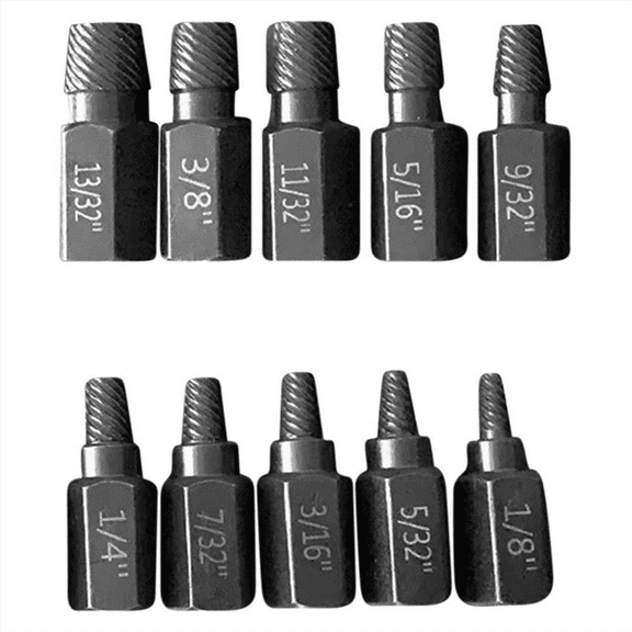 Upgrade Screw Extractor Set, 10Pcs 3.2-10.3mm Heavy Duty Hex Set for Rust Damaged Bolts