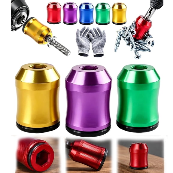 Upgrade Screwdriver Head Magnetic Ring Set, Removable Magnetizer & Demagnetizer Tool Set for Drills, Anti-Slip Magnetic Screw Ring for Mechanics, Hex Screwdrivers & Power Bits