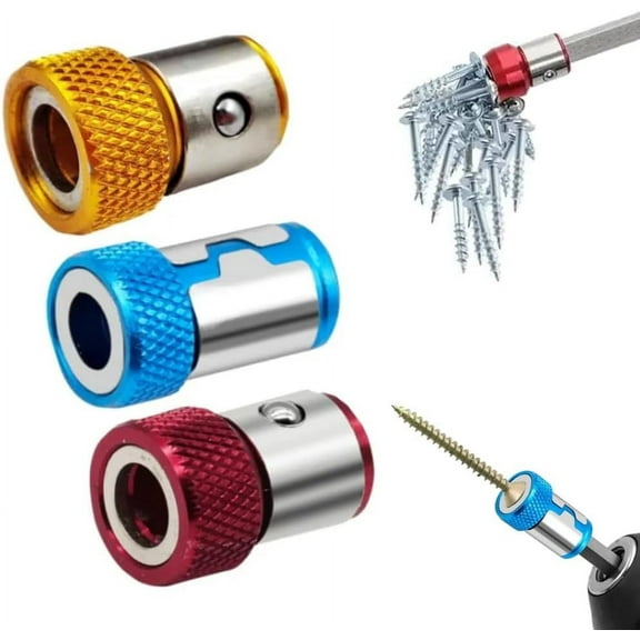 Upgrade Screwdriver Head Magnetic Ring, Universal Magnetizer Screw Removable for Hex Screwdriver and Power Bits, Magnetic Screw Ring Bit Magnetizer Ring Metal Magnetizer Screw (3, Mix)