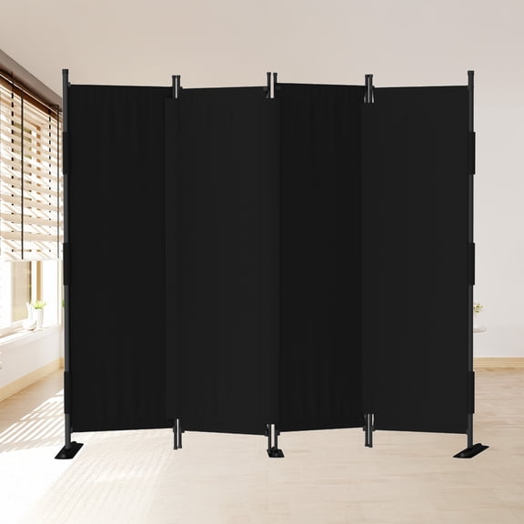 Upgrade Seamless Room Divider 4 Panel Folding Privacy Screens 88" Portable Room Partition for Room Separator Freestanding Wall Divider for Office Bedroom Classroom Hospital, Black