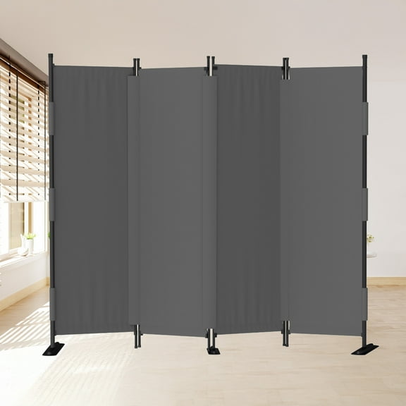 Upgrade Seamless Room Divider 4 Panel Folding Privacy Screens 88" Portable Room Partition for Room Separator Freestanding Wall Divider for Office Bedroom Classroom Hospital, Gray