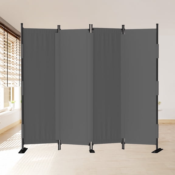 Upgrade Seamless Room Divider 4 Panel Folding Privacy Screens 88" Portable Room Partition for Room Separator Freestanding Wall Divider for Office Bedroom Classroom Hospital, Gray