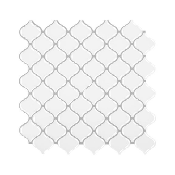Upgrade Self Adhesive White Arabesque Vinyl Wall Tlie Lantern Peel and Stick Backsplash-10 Sheet