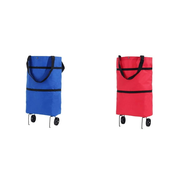 Upgrade Shopping Bag with Wheels Portable Trolley Bags Grocery Cart Hand Pulling Utility with Hand Straps Folding Shopping Cart Travel Bag Carry-on Bag