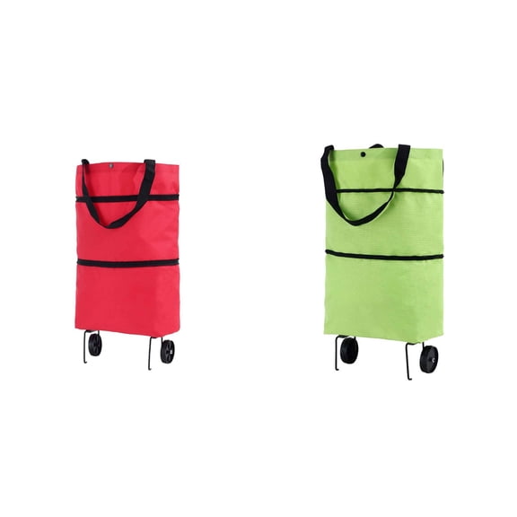 Upgrade Shopping Bag with Wheels Portable Trolley Bags Grocery Cart Hand Pulling Utility with Hand Straps Folding Shopping Cart Travel Bag Carry-on Bag