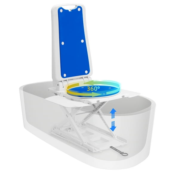 Upgrade Shower Chair for Elderly and Disabled,Electric Tub Transfer Bench,360°Swivel Shower Chair for Inside Shower Sunderwell,308 lbs Capacity,24 lbs Net Weight,IPX8 Waterproof(Blue)