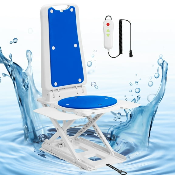 Upgrade Shower Chair for Elderly and Disabled,Electric Tub Transfer Bench,360°Swivel Shower Chair for Inside Shower Sunderwell,308 lbs Capacity,24 lbs Net Weight,IPX8 Waterproof(Blue)