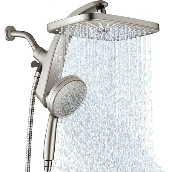 Upgrade Shower Head Combo with Fixed and 10-Spray Handheld Showerhead, Magnetic Docking and Power Jets