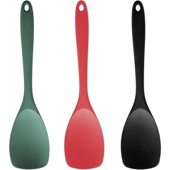 Upgrade Silicone Spatula Spoon Set, Heat Resistant Rubber Spoonula, Seamless Non-Stick Flexible Scrapers for Baking Mixing Tool - 3 PCS (Black, Red, Teal)$$Home Decor, Kitchen, & Other