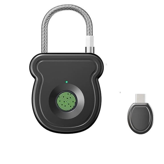 Upgrade Smart Fingerprint Padlock - with High-Resolution Sensor, USB Emergency Key for Gym Lockers, Luggage, Backpacks & Gates(Black)