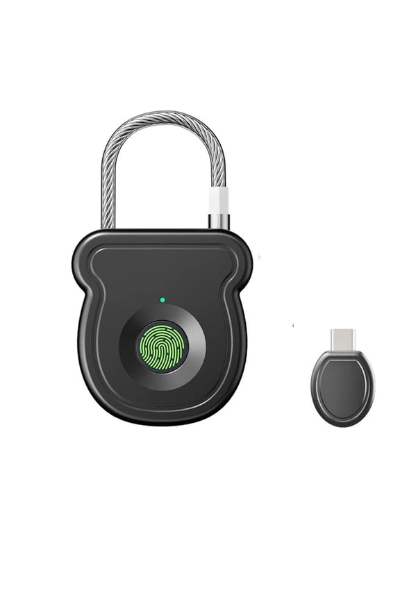 Upgrade Smart Fingerprint Padlock - with High-Resolution Sensor, USB Emergency Key for Gym Lockers, Luggage, Backpacks & Gates(Black)