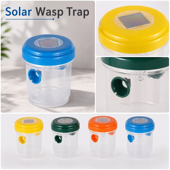 Upgrade Solar Wasp Trap Built-in Blue UV LED Light Auto Light Up at Night Solar Charging Hanging Hornet Insect Catcher