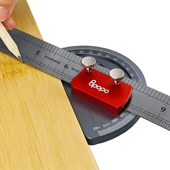 Upgrade Stainless Steel Angle Protractor Precision 0-180Angle Finder for Marking Angle,Straight Line Scribe, Woodworking Angle Measuring Tools, Ruler Included
