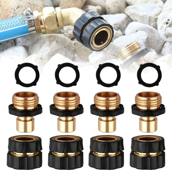 Upgrade Stainless Steel Garden Hose Quick Connector Fittings, 3/4 Inch GHT Water Hose Connectors for Instant Connection, Male and Female Attachment Quick Release Adapter (4 PCS)