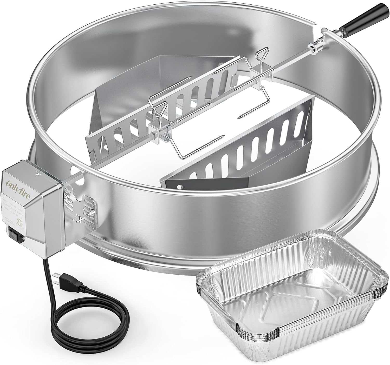 Upgrade Stainless Steel Rotisserie Ring Kit for er 22inch Kettle Charcoal Grills, Comes with