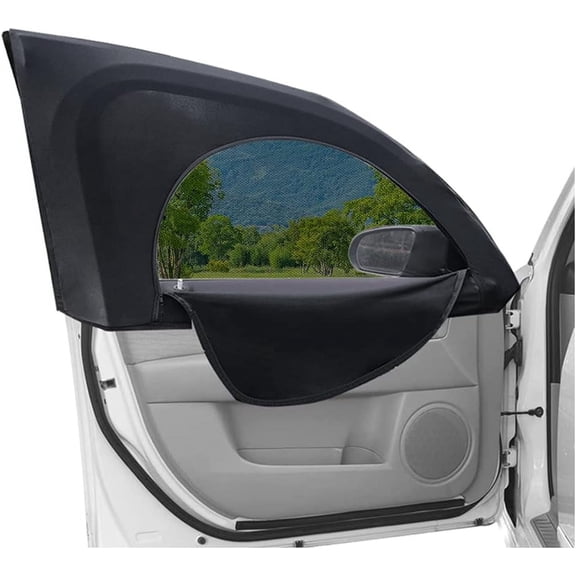 Upgrade Stretchable&Breathable SUV Car Window Shade - Oversize Double Mesh for Heat Shading and Bug&UV Protection - Car Must Have Privacy Shades for Cars,Truck,SUV When Camping (Front window/2pcs)