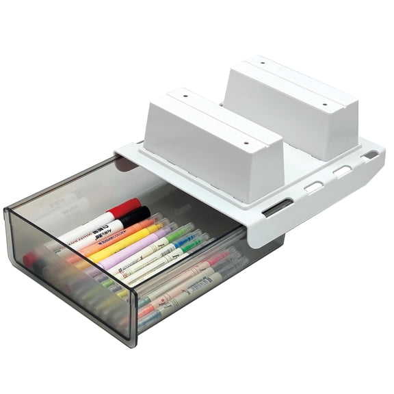 Upgrade Under Table Drawer with Lip, Office Attachable Plastic Desk Accessories & Workspace Organizers, Hidden Under Table Storage Organizer Pencil Tray Drawer Slide Out