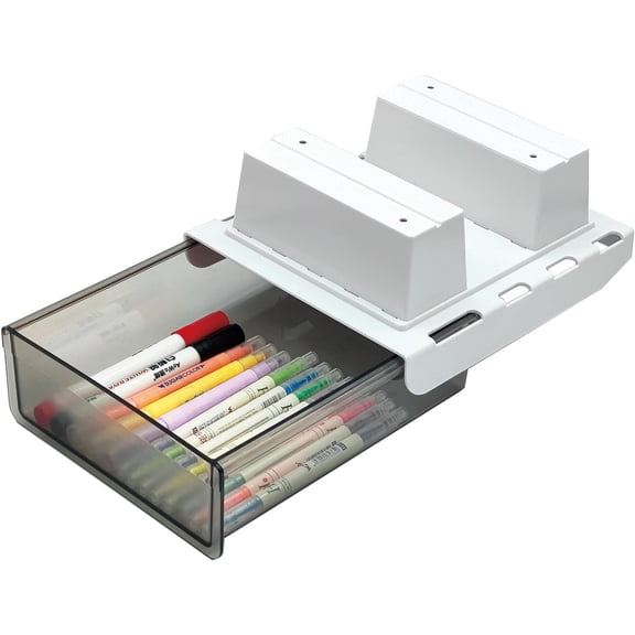 Upgrade Under Table Drawer with Lip, Office Attachable Plastic Desk Accessories & Workspace Organizers, Hidden Under Table Storage Organizer Pencil Tray Drawer Slide Out
