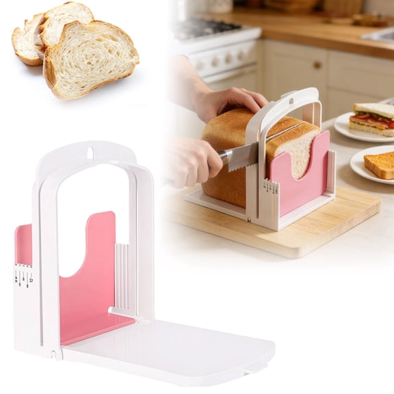Upgrade The Functional Bread Slicer. The Adjustable Foldable Bread Slicing Rack Is Suitable For Homemade Baking Kitchen Slicing Making Sandwiches.