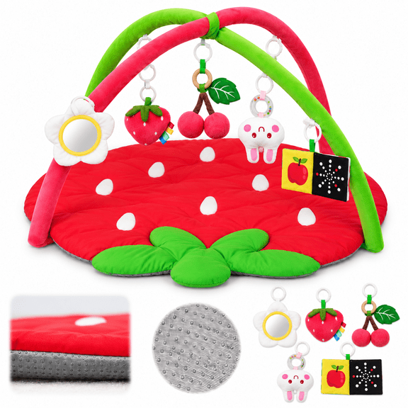 Upgrade Thickened Baby Play Gym, Machine Washable Playmat | Extra Large Activity Mat, Tummy Time Mat with 5 Detachable Toys for Motor Skills, Non-Slip Bottom, For nursery