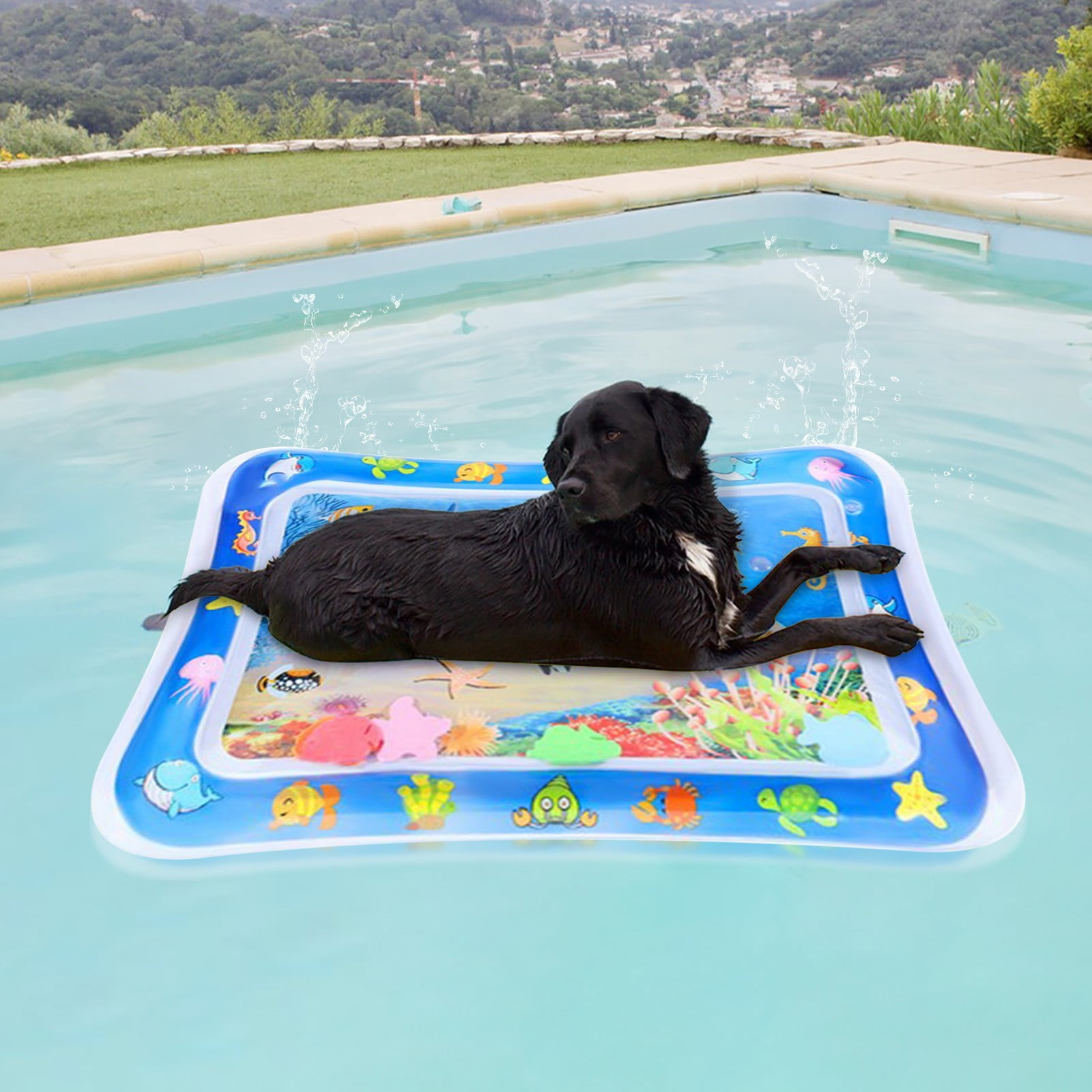 Thickened Water Sensor Play Mat For Cats & Kids - Interactive Cooling Mat, Fish Design, Easy Fill & Clean (#A2 Size)