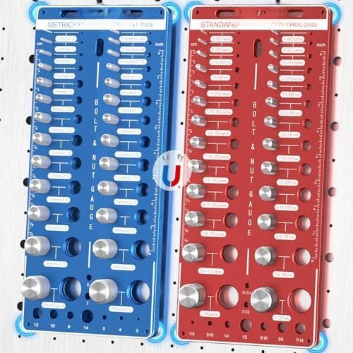 Upgrade Thread Checker, 70 Nut and Bolt Thread Checker with Base & Wall-Mountable, Bolt Size Finder with 26 Standard & 26Metric & 18 Drill Bit Gauge, Bolt and Nut ldentifier Gauge
