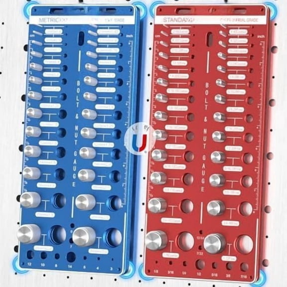Upgrade Thread Checker, 70 Nut and Bolt Thread Checker with Base & Wall-Mountable, Bolt Size Finder with 26 Standard & 26Metric & 18 Drill Bit Gauge, Bolt and Nut ldentifier Gauge
