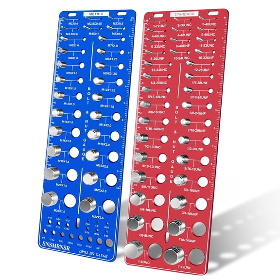 Upgrade Thread Checker, 80 Nut and Bolt Thread Checker 34 Standard and 26 Metric and 20 Drill Bit Gauge, Suitable for Nut Bolt Size Finder Classification