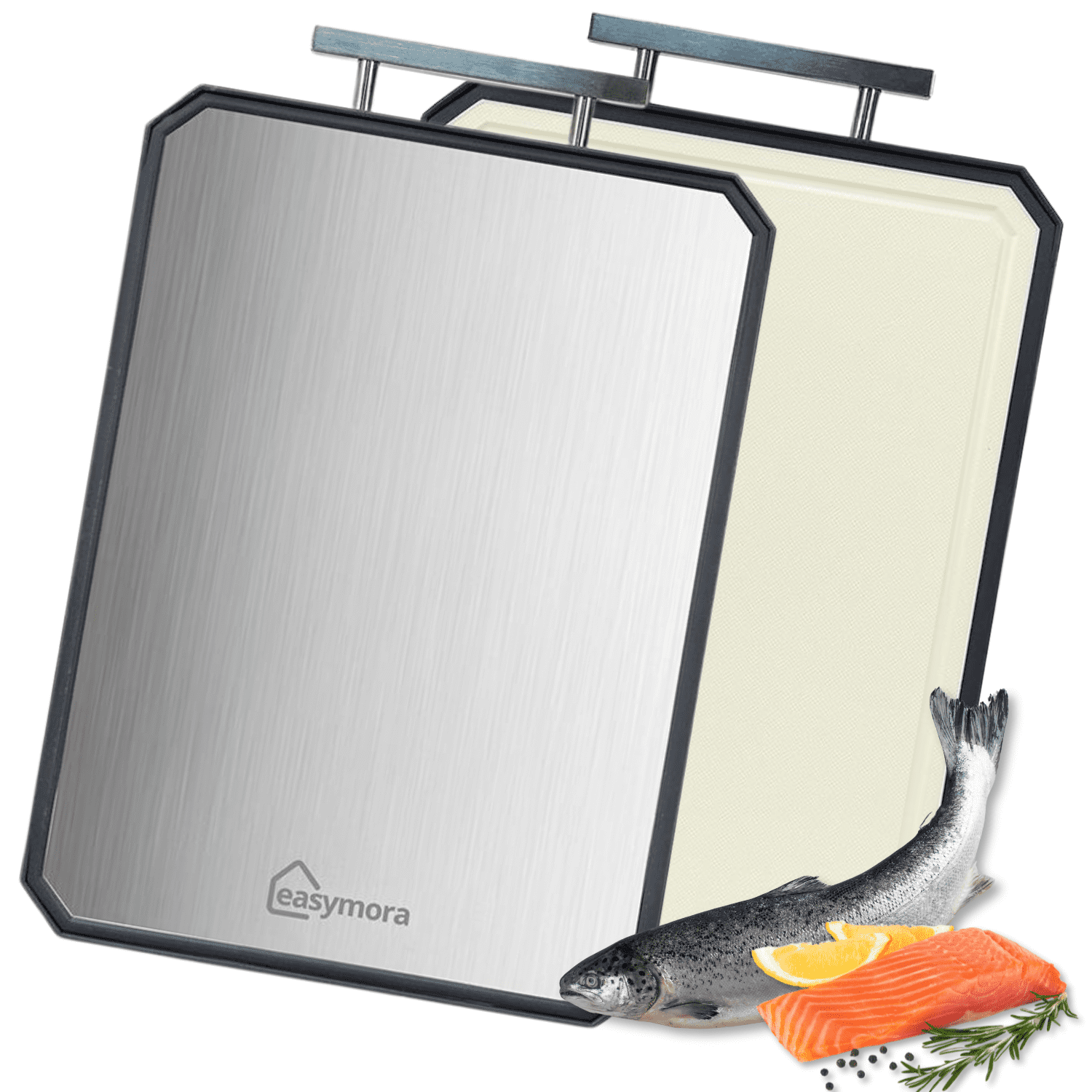 Titanium Cutting Board 16x11 Inch – Double-Sided with Pure Titanium & Wheat Straw, Non-Toxic Large Chopping Board for Kitchen with Handle