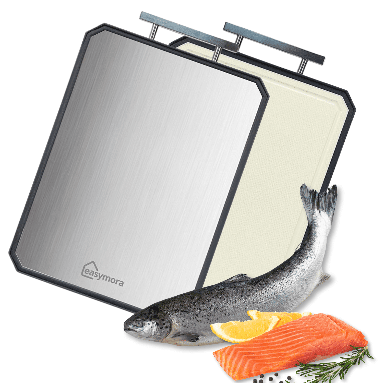 Titanium Cutting Board 16x11 Inch  Double-Sided with Pure Titanium & Wheat Straw, Non-Toxic Large Chopping Board for Kitchen with Handle