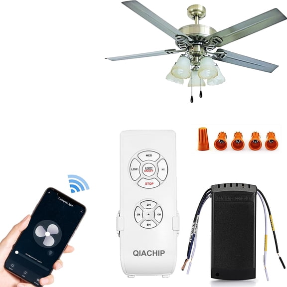 Upgrade Universal WiFi Ceiling Fan Light Remote Control Kit, Wireless Fan Speed Lamp Controller with Timing Compatiple for Alexa, Google Home, Phone,Voice Control