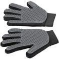 thumbnail image 1 of Upgrade Version Pet Grooming Glove - Gentle Deshedding Brush Glove Enhanced Five Finger Design - Perfect for Dog & Cat with Long & Short Fur - 1 Pair (Gray), 1 of 1