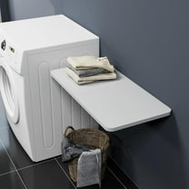 Upgrade Wall Mounted Folding Table 31.5”L x 15.7”W, Laundry Folding Table with Heavy Duty Metal Collapsible Shelf , Wall Mounted Desk Fold Down for Small Spaces, White