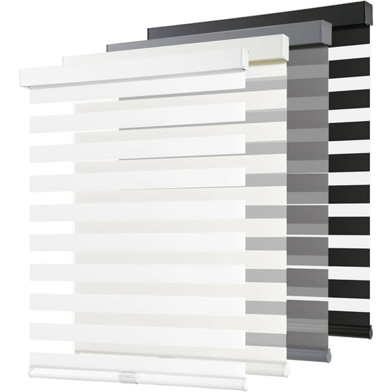 AOSKY Cordless Zebra Blinds – Modern & Safe Dual-Layer Shades, Perfect for Home or Office to Elevate Your Space!68" W x 72" H, White