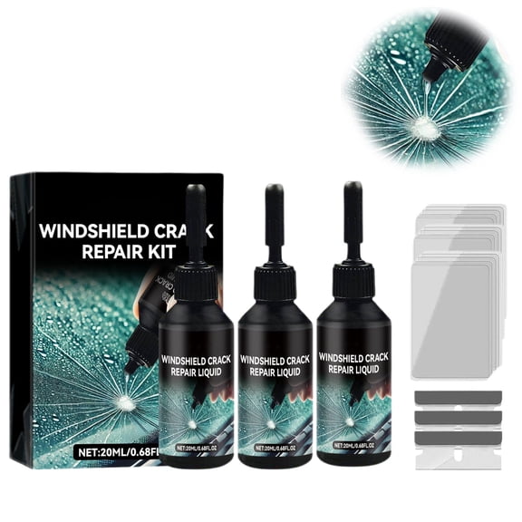 Upgrade Windshield Crack Repair Kit, Glass Repair Liquid for Cracks, Car Windshield Repair for Chips & Cracks, Nano Glass Repair Tool(3PCS)