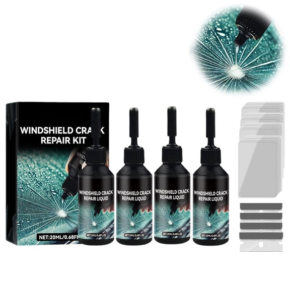 Upgrade Windshield Crack Repair Kit, Glass Repair Liquid for Cracks, Car Windshield Repair for Chips & Cracks, Nano Glass Repair Tool(4PCS)