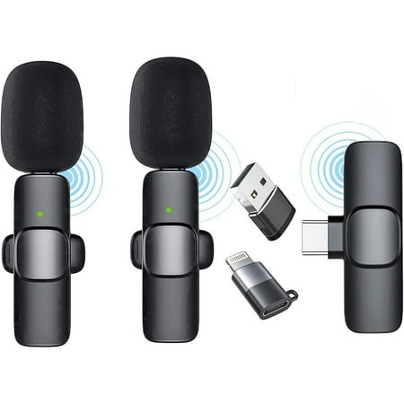Upgrade Wireless Lavalier Microphone,Dual with 2 Wireless Microphone for Android & iPhone iPad ,Plug-Play Wireless Mic for Video Recording, Live Stream,YouTube, TikTok,Noise Reduction & Auto-Sync