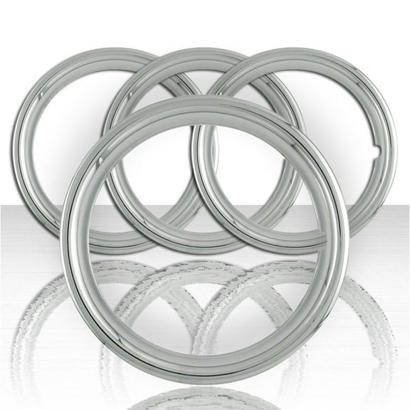 Upgrade Your Auto Premium 15" Chrome Steel Wheel Trim Rings, Set of Four, 1 1/2" Deep