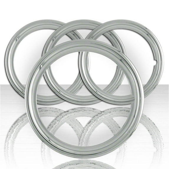 Upgrade Your Auto Premium 15" Chrome Steel Wheel Trim Rings, Set of Four, 1 1/2" Deep