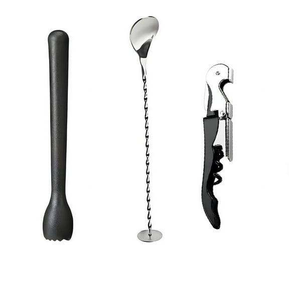 Upgrade Your Bartending Kit With The ABHAS Stainless Steel Cocktail Muddlers Set Wth Mixing Bar Spoon & Multipurpose Bottle Opener