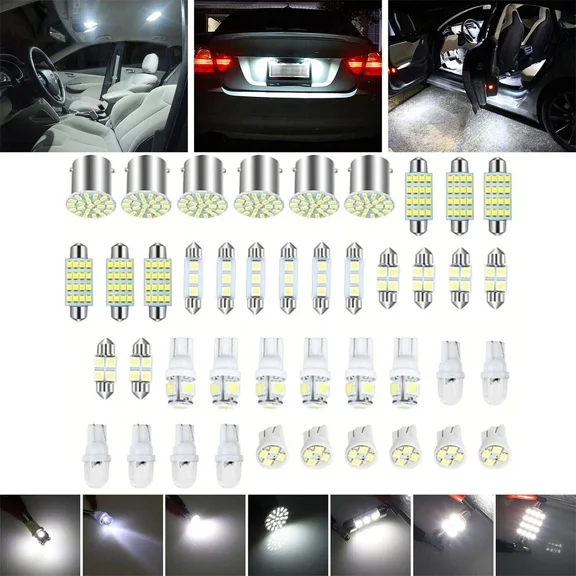 Upgrade Your Car Interior: 42Pcs White Led Light Bulbs Combo Kit