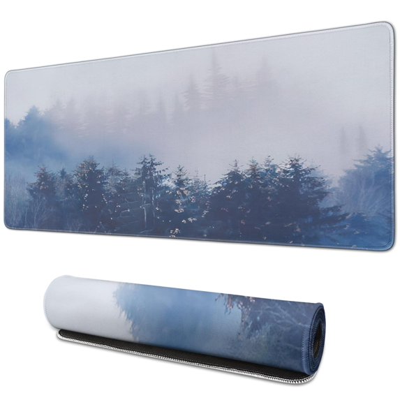 Upgrade Your Gaming Experience with the Extra-Large Forest Background Mouse Pad - Long-lasting Desk Mat with Non-Slip Grip - 31.5 x 11.8 inches