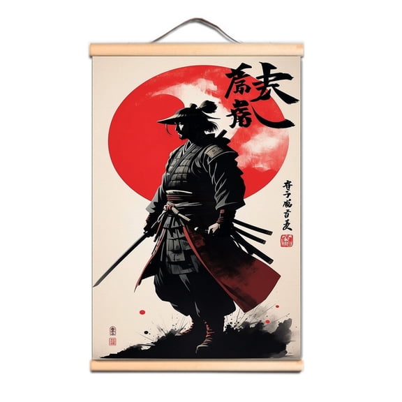 Upgrade Your Wall Decor with Japan Samurai Bushido Wall Art Poster Scroll Painting 1,Multicolor,23.5X35.4 inches