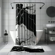Upgrade your bathroom with our elegant black and white marble shower curtain and matching a luxurious touch for a minimalist oasis Organic material for a sustainable choice