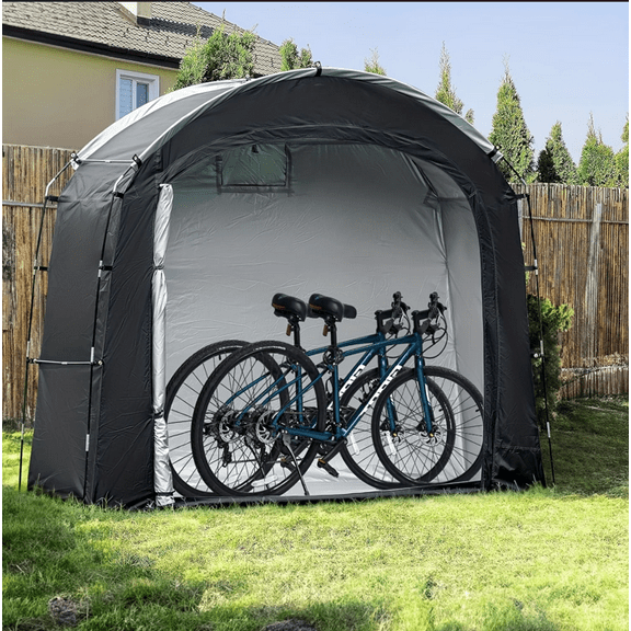 Upgrade and thicken waterproof bicycle storage tent, with 30% super ceiling space, anti storm and anti ultraviolet, universal for 2-5 bicycles, easy to install